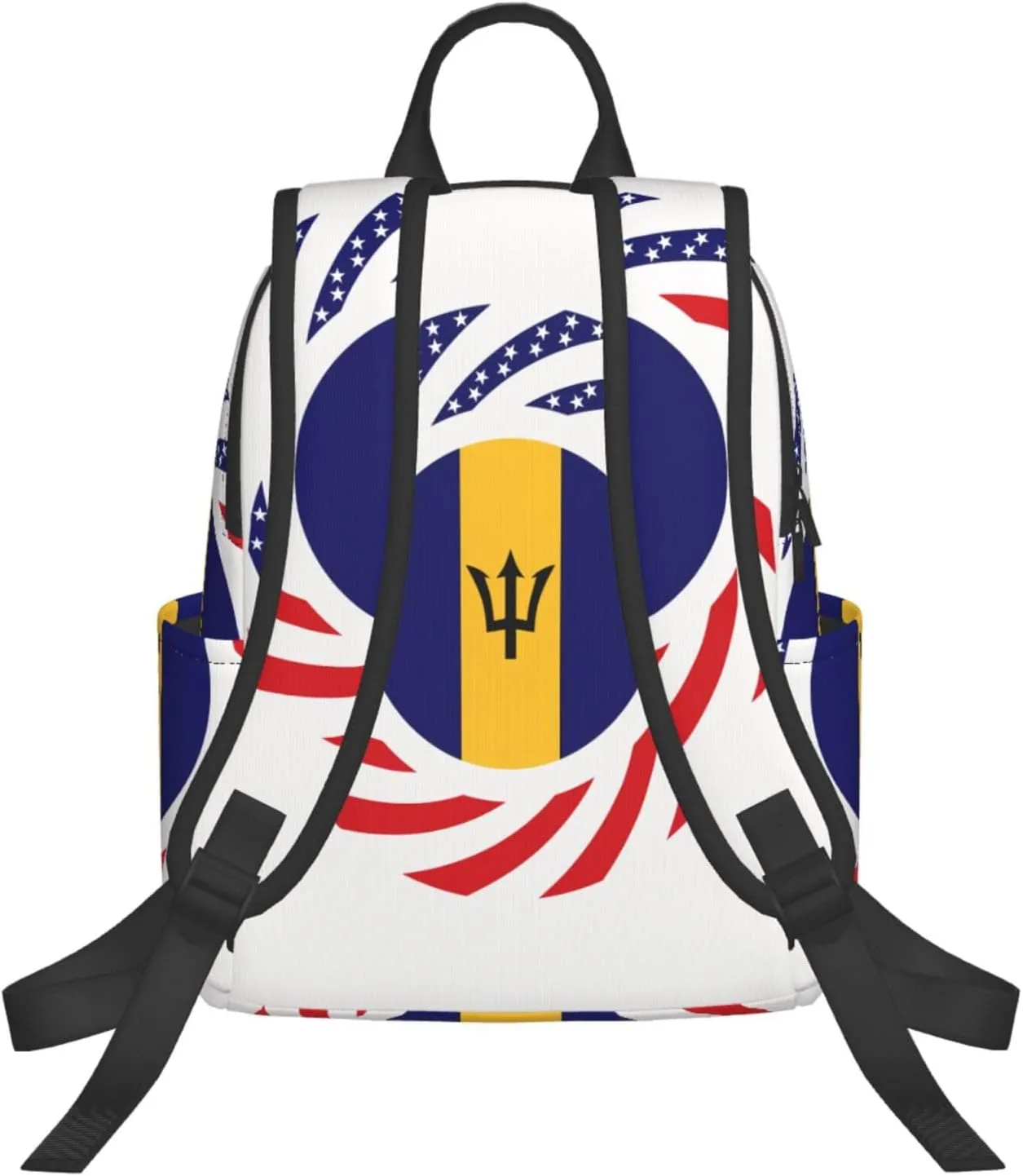 Barbadian American Flag Travel Backpacks Casual Laptop Backpack Sport Rucksack Large Capacity Daypack Multi-Pockets Adjustable Strap Bag for Working Hiking