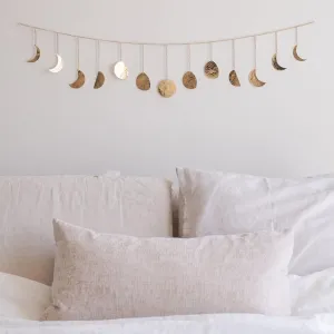 BASE ROOTS Moon Phase Wall Decor, Gold Wall Decor for Bedroom & Living Room, Bohemian Wall Decor, Handmade Hammered Metal 36" 13 Phases Moon Wall Decor, Celestial Wall Art, Gift for Women & Kids