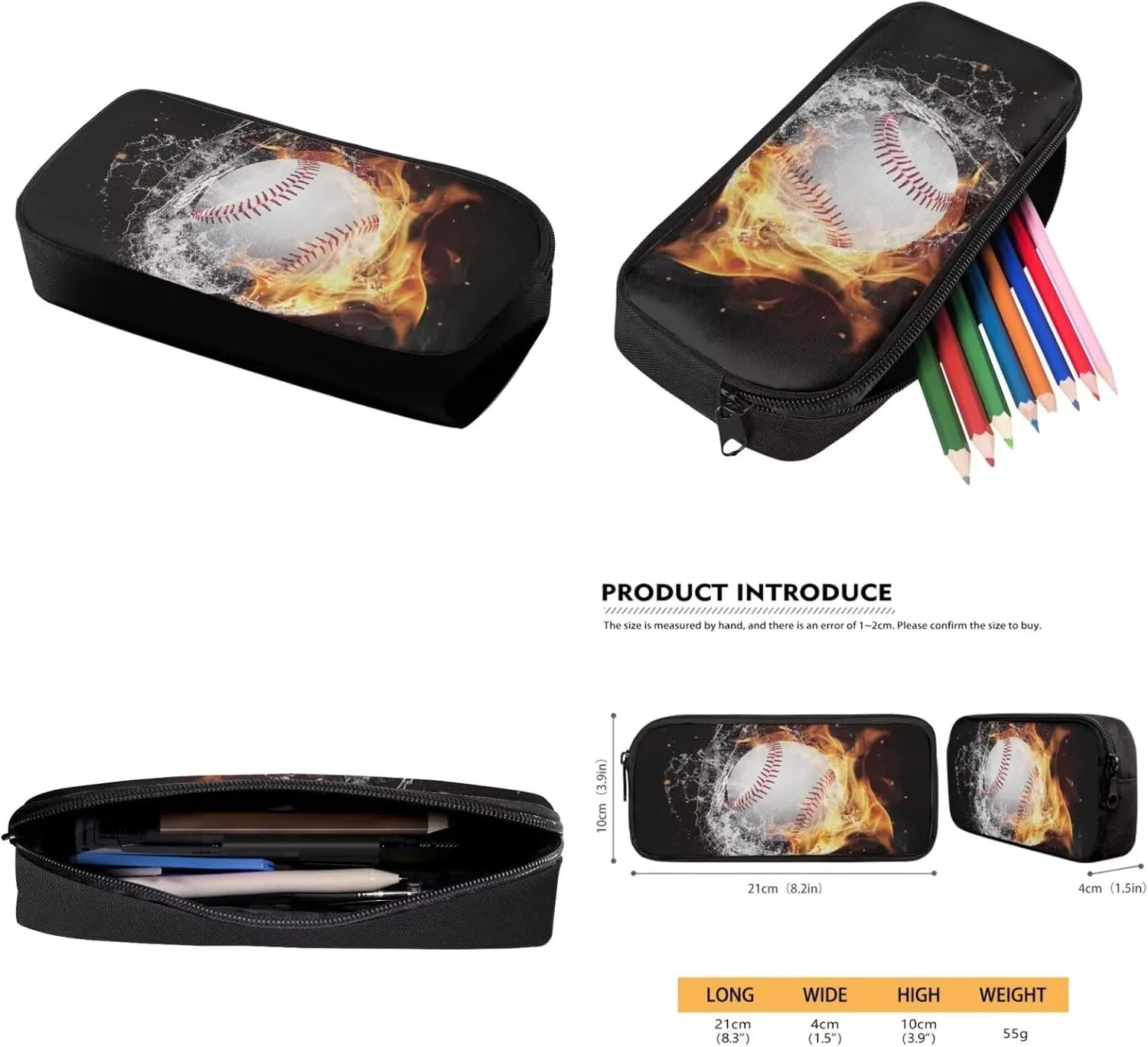 Baseball 17 inch Kids Backpacks Boys Student Children 3Pcs Bookbag Set with Lunch Box Pencil Case Cool School Bag for Teens 6-8 Years Old Primary Elementary Middle High School