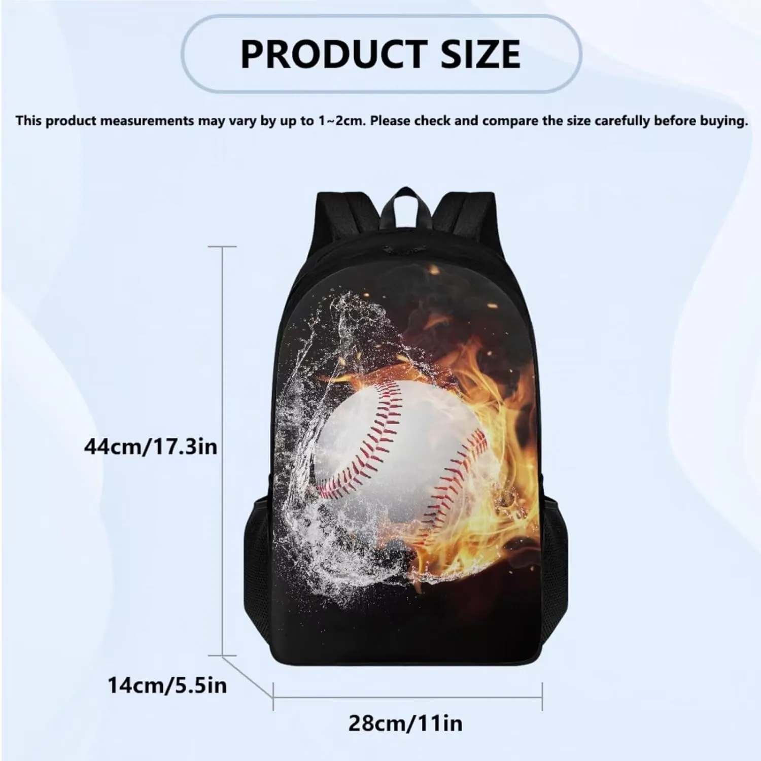 Baseball 17 inch Kids Backpacks Boys Student Children 3Pcs Bookbag Set with Lunch Box Pencil Case Cool School Bag for Teens 6-8 Years Old Primary Elementary Middle High School