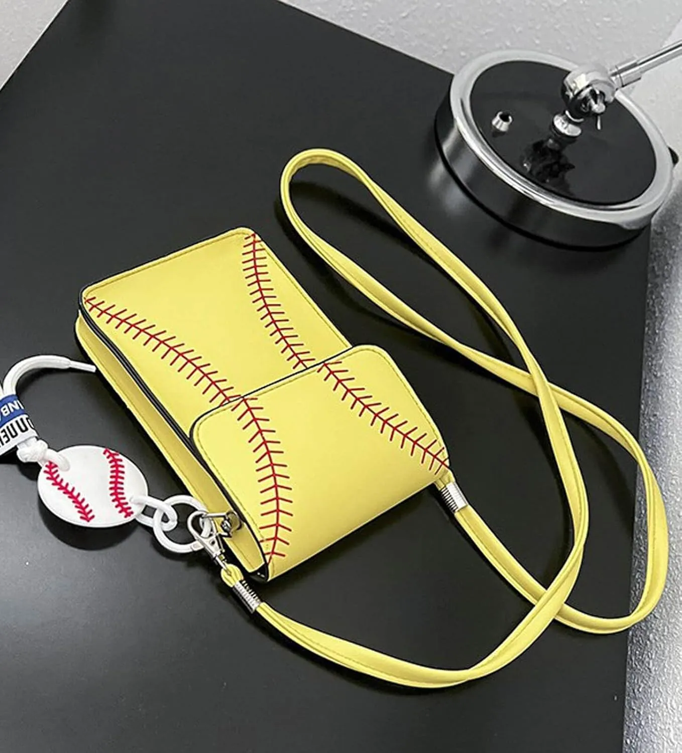 Baseball Crossbody Bag for Women – Softball Sling Bag with Multiple Pockets, Adjustable Strap, Hands-Free Design for Sports