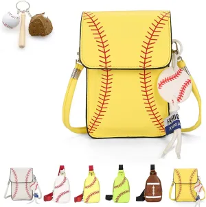 Baseball Crossbody Bag for Women – Softball Sling Bag with Multiple Pockets, Adjustable Strap, Hands-Free Design for Sports