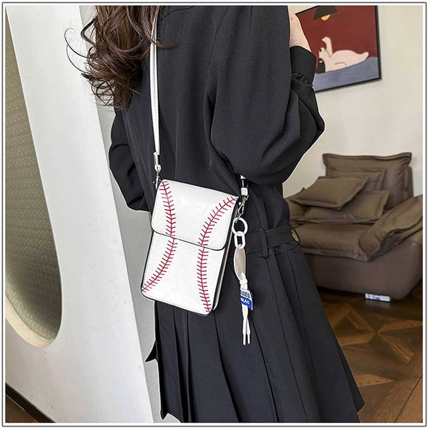 Baseball Crossbody Bag for Women – Softball Sling Bag with Multiple Pockets, Adjustable Strap, Hands-Free Design for Sports