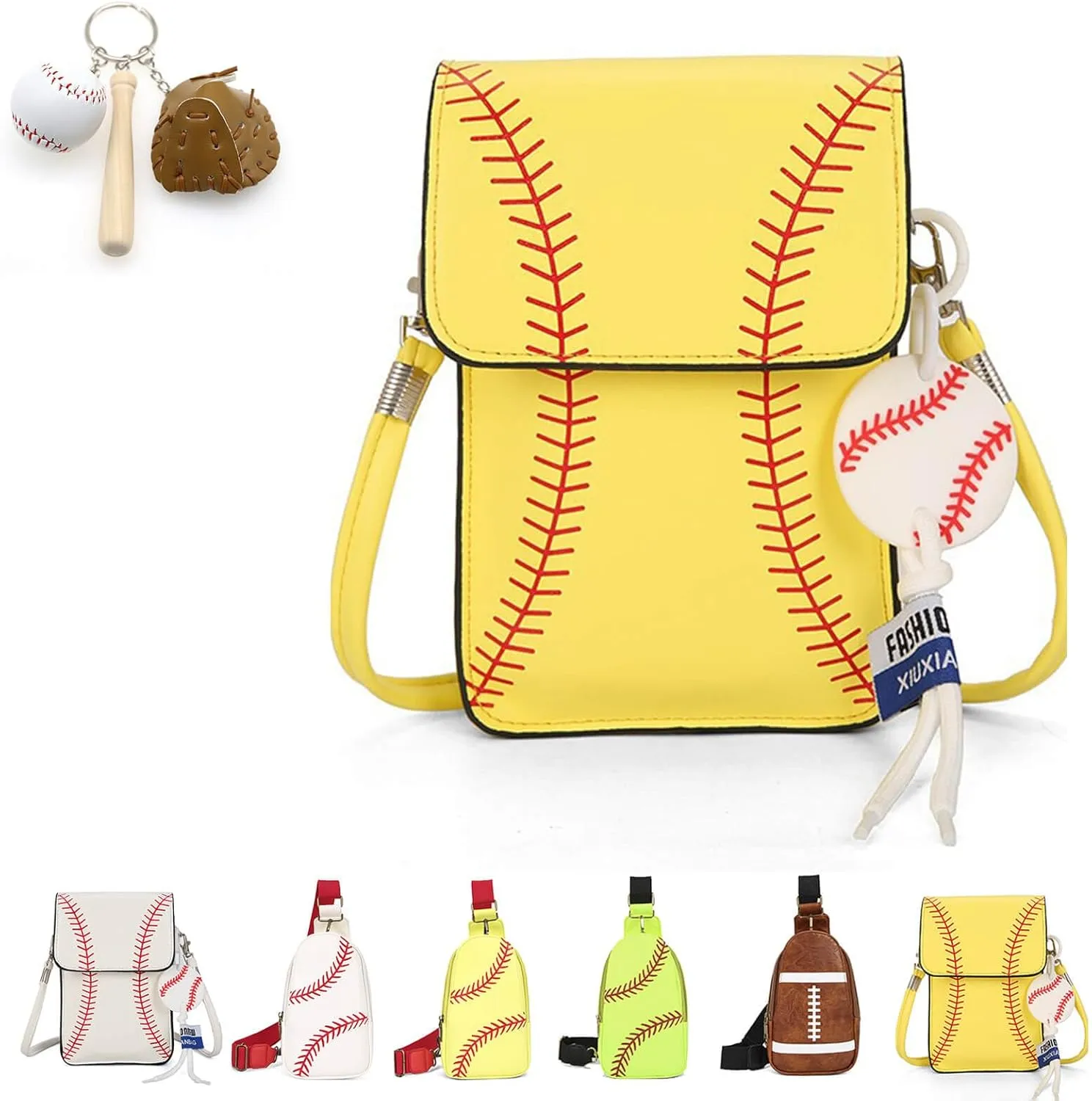 Baseball Crossbody Bag for Women – Softball Sling Bag with Multiple Pockets, Adjustable Strap, Hands-Free Design for Sports