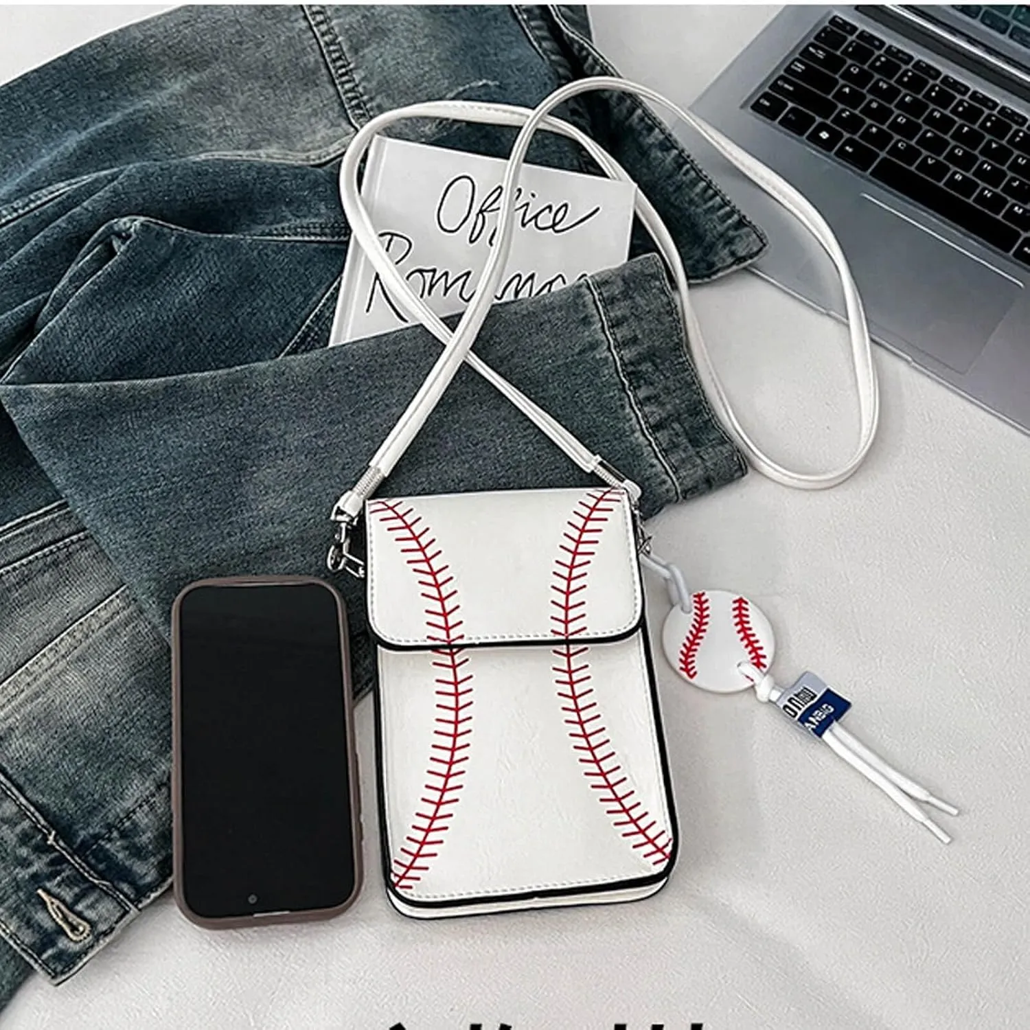 Baseball Crossbody Bag for Women – Softball Sling Bag with Multiple Pockets, Adjustable Strap, Hands-Free Design for Sports