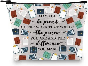 BDPWSS Accountant Gift CPA Accounting Gift May You Be Proud Of The Work You Do Funny Accountant Makeup Bag Accountancy Gift (Be proud account bag)