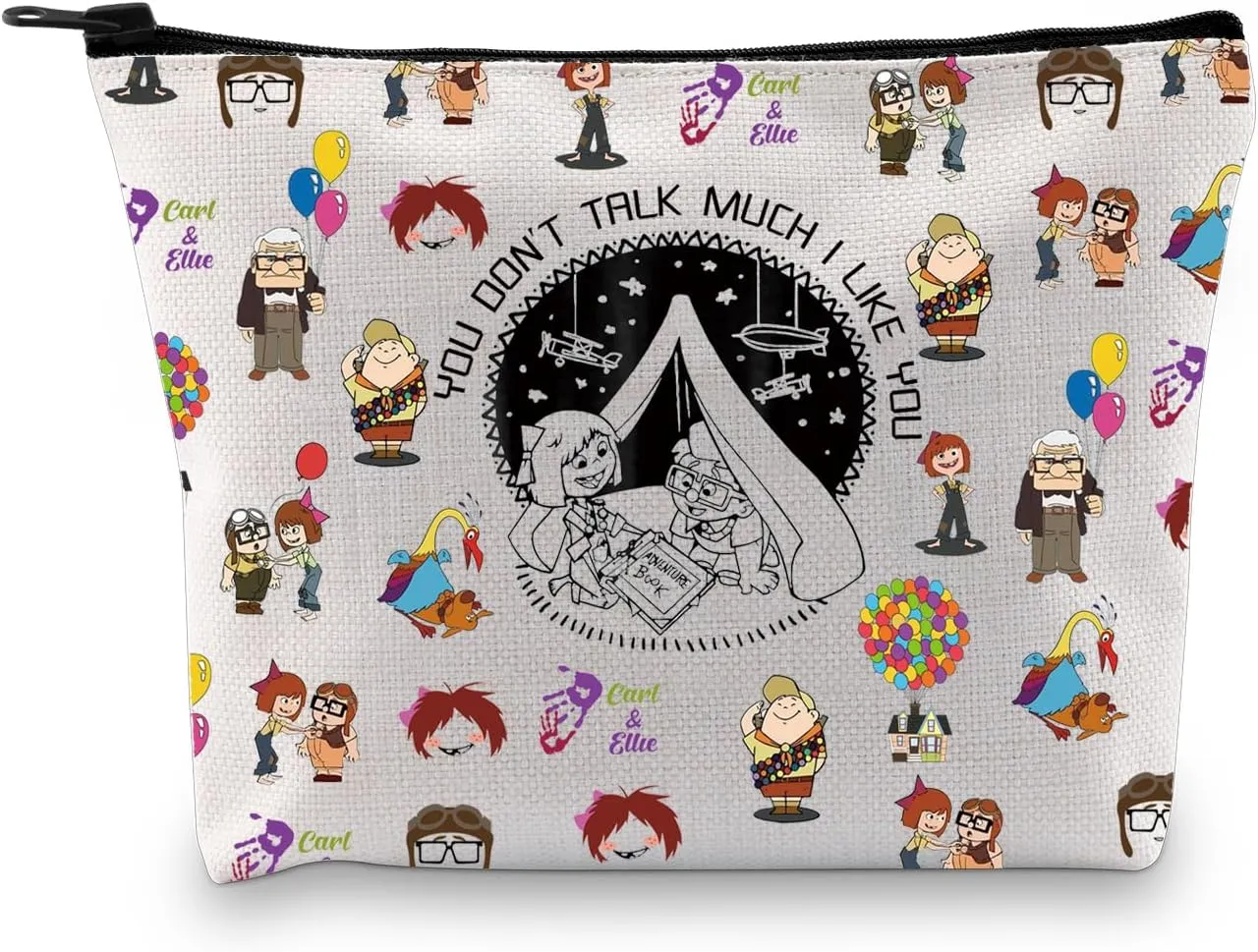 BDPWSS Cartoon Movie Inspired Gift Carl And Ellie Flying Balloon House Gift You Don't Talk Much I Like You Couple Makeup Bag (Much like you bag)