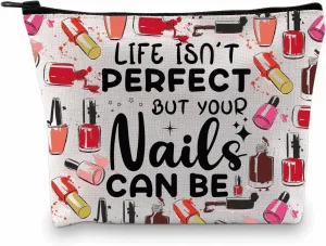 BDPWSS Nail Tech Gifts For Women Nail Technician Manicurist Gift Life Isn't Perfect But Your Nails Can Be Nail Artist Bag (Perfect nails bag)