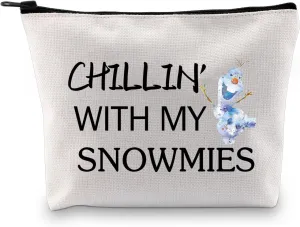 BDPWSS Olaf Gift Makeup Bag Snowman Olaf Lover Gift Chillin’ With My Snowmies Olaf Samantha Zipper Pouch Olaf Fans Gift (Chilling snowmies bag)