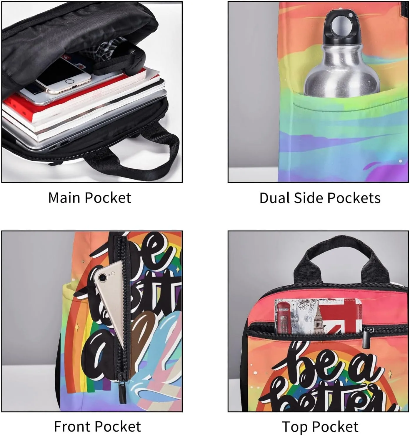 Be A Better Ally LGBT Rainbow Gay Pride Travel Laptop Backpack Casual Backpacks Double Shoulder Daypack Notebook Rucksack Work Bags Sports Bag for Gym Hiking Camping Beach
