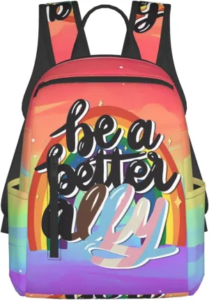 Be A Better Ally LGBT Rainbow Gay Pride Travel Laptop Backpack Casual Backpacks Double Shoulder Daypack Notebook Rucksack Work Bags Sports Bag for Gym Hiking Camping Beach