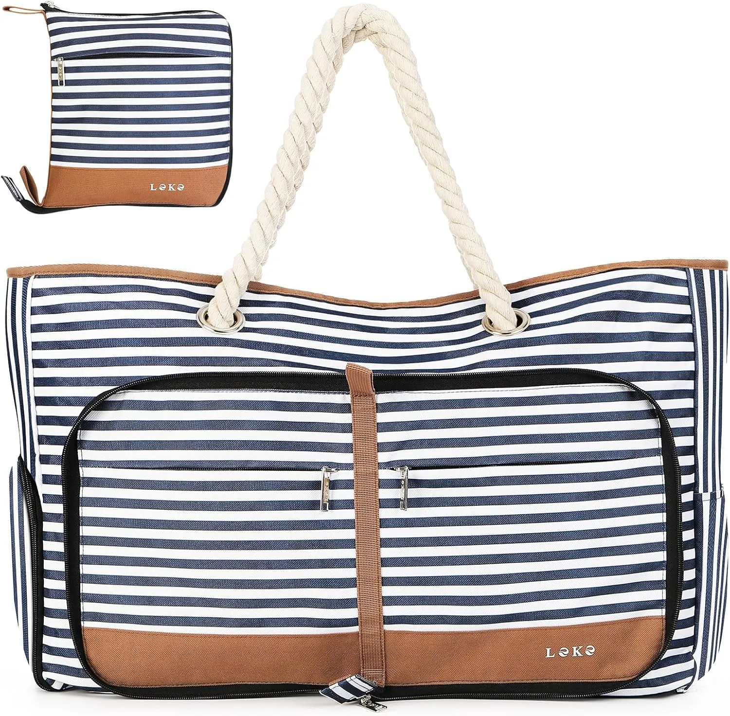 Beach Bag for Women - 35L Large Tote Bag, Waterproof & Sandproof, Zippered Carry On Bag for Pool, Beach & Travel