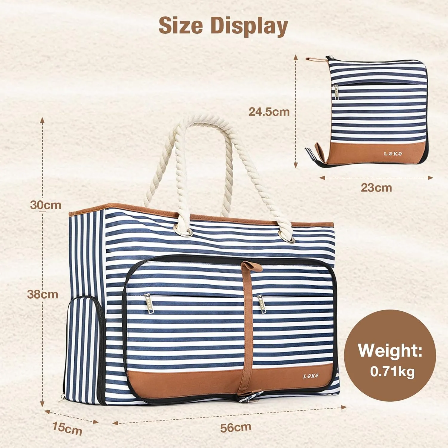 Beach Bag for Women - 35L Large Tote Bag, Waterproof & Sandproof, Zippered Carry On Bag for Pool, Beach & Travel