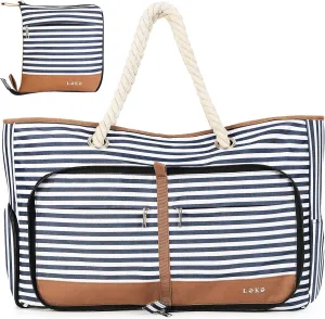 Beach Bag for Women - 35L Large Tote Bag, Waterproof & Sandproof, Zippered Carry On Bag for Pool, Beach & Travel