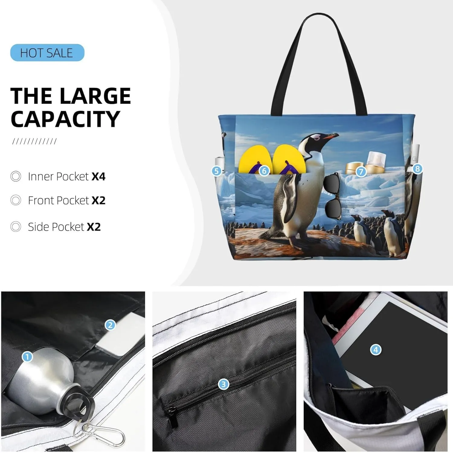 Beach Tote Bag for Women Oversized Travel Weekender Bags New York Manhattan Waterproof Pool Bag Beach Accessories