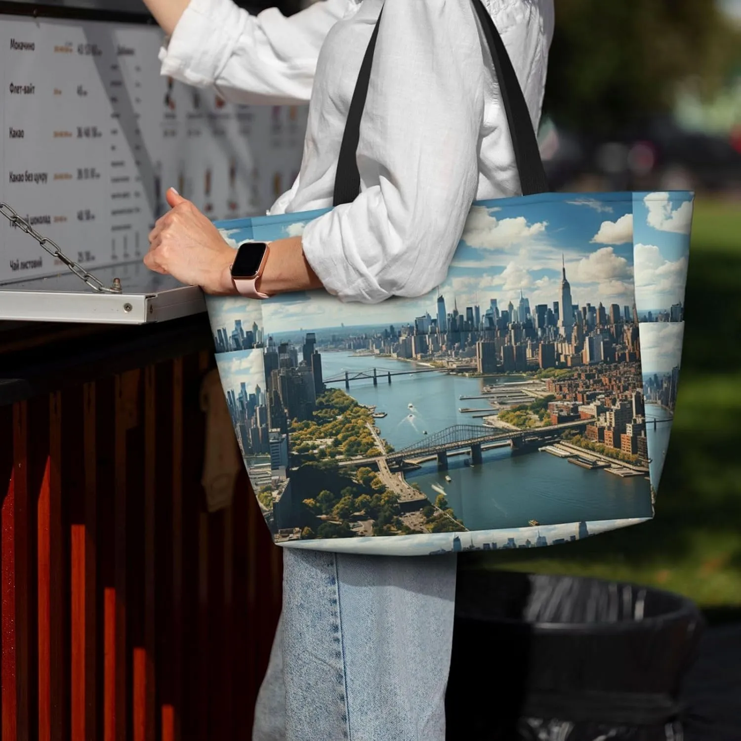 Beach Tote Bag for Women Oversized Travel Weekender Bags New York Manhattan Waterproof Pool Bag Beach Accessories