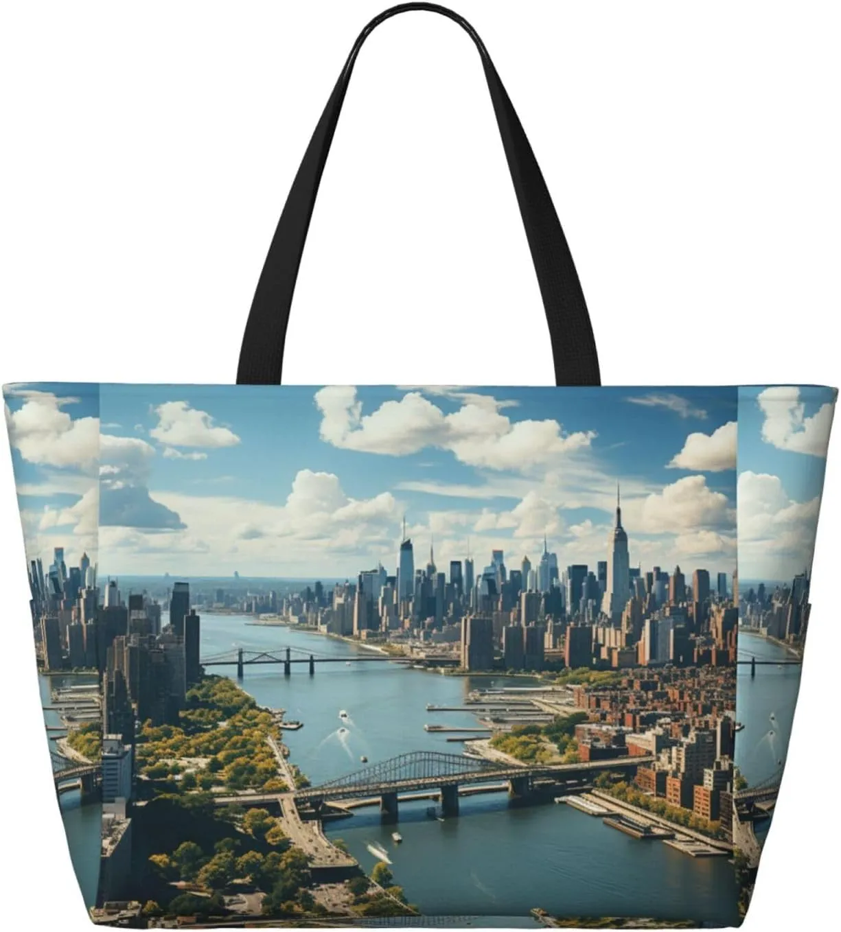 Beach Tote Bag for Women Oversized Travel Weekender Bags New York Manhattan Waterproof Pool Bag Beach Accessories