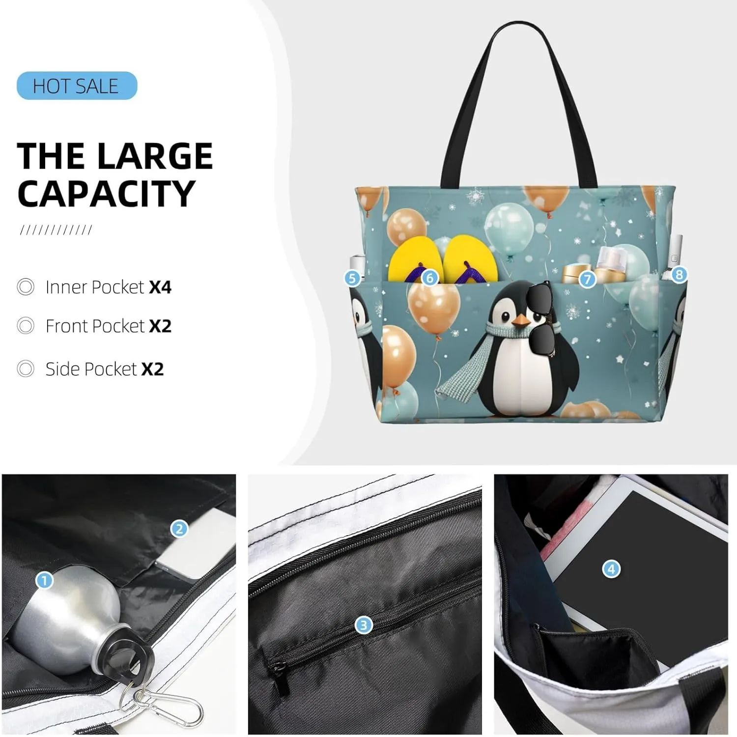 Beach Tote Bag for Women Oversized Travel Weekender Bags New York Manhattan Waterproof Pool Bag Beach Accessories