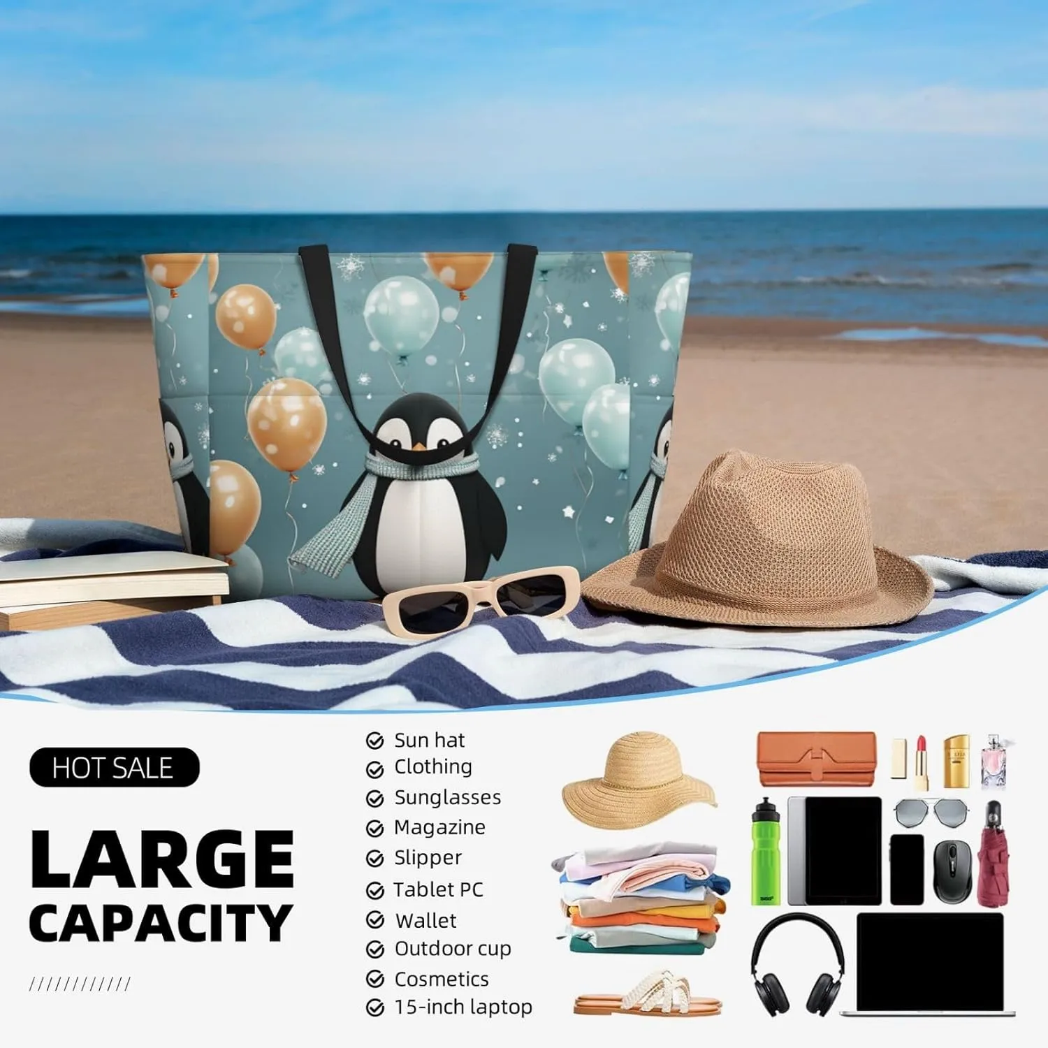 Beach Tote Bag for Women Oversized Travel Weekender Bags New York Manhattan Waterproof Pool Bag Beach Accessories