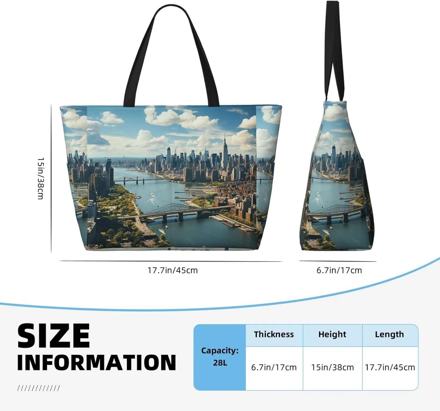 Beach Tote Bag for Women Oversized Travel Weekender Bags New York Manhattan Waterproof Pool Bag Beach Accessories