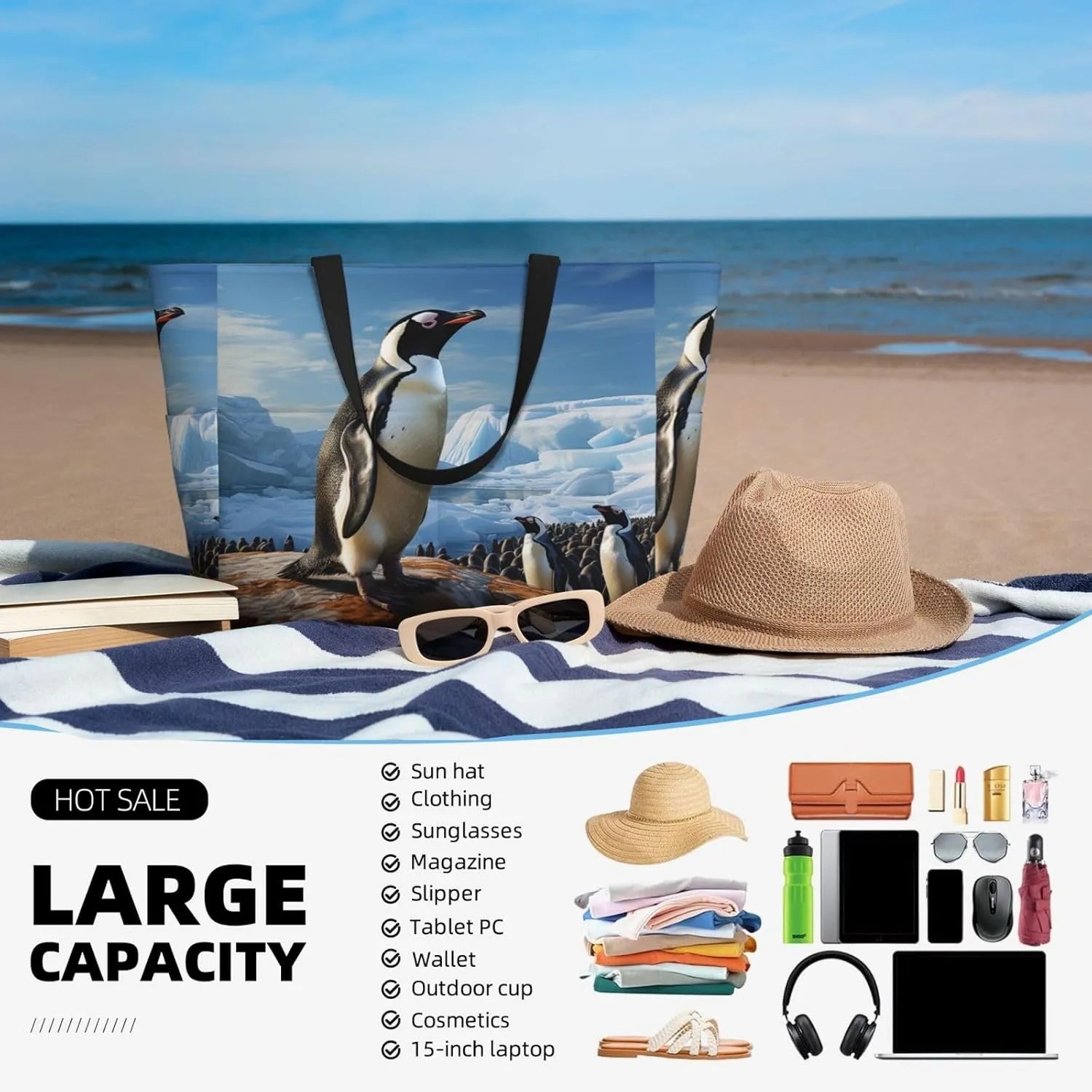 Beach Tote Bag for Women Oversized Travel Weekender Bags New York Manhattan Waterproof Pool Bag Beach Accessories