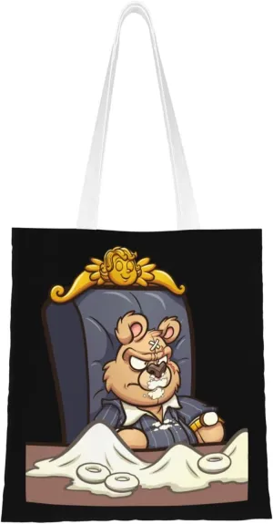 Bear With a Scar Tote Bag for Women Canvas Tote Bags Reusable Shopping Bags Use For Shopping The Tote Bag,Grocery Bags,DIY Gift Bags