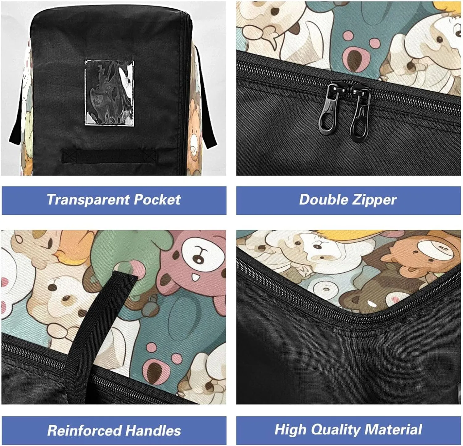 Bears Storage Bag, 27.5x19.7x11 in, Reusable and Sustainable Zippered Storage Bag for Moving
