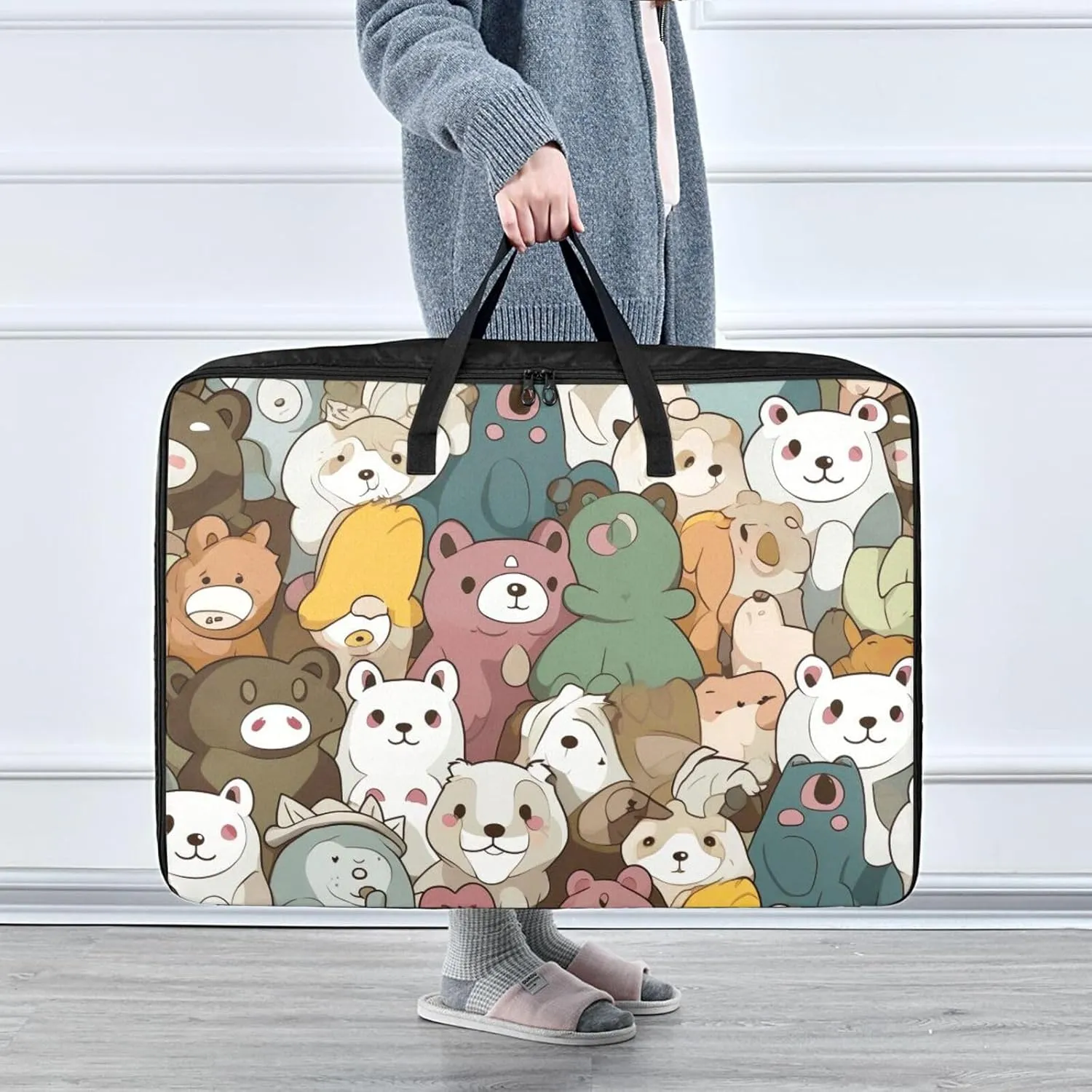 Bears Storage Bag, 27.5x19.7x11 in, Reusable and Sustainable Zippered Storage Bag for Moving