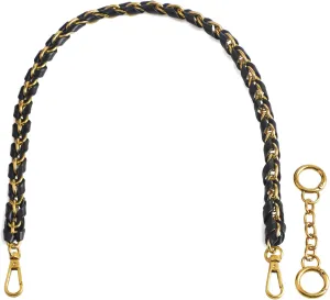 Beaulegan Purse Chain Handles - Short Strap Microfiber Leather - Replacement for Handbag or Shoulder Bag Set of 2, 23.6 Inch Long(Brass)