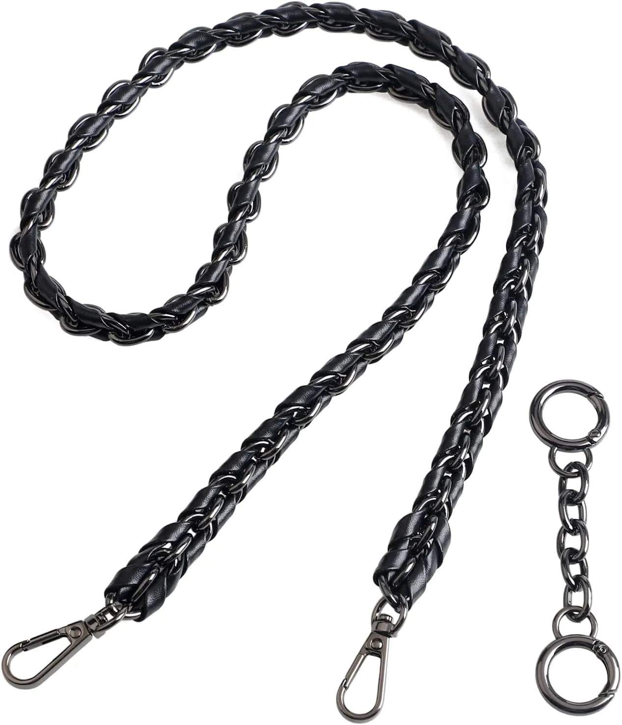 Beaulegan Purse Chain Strap - Microfiber Leather - Replacement for Handbag, Crossbody Shoulder Bag Set of 2, 35.4 Inch Long(Gunmetal)