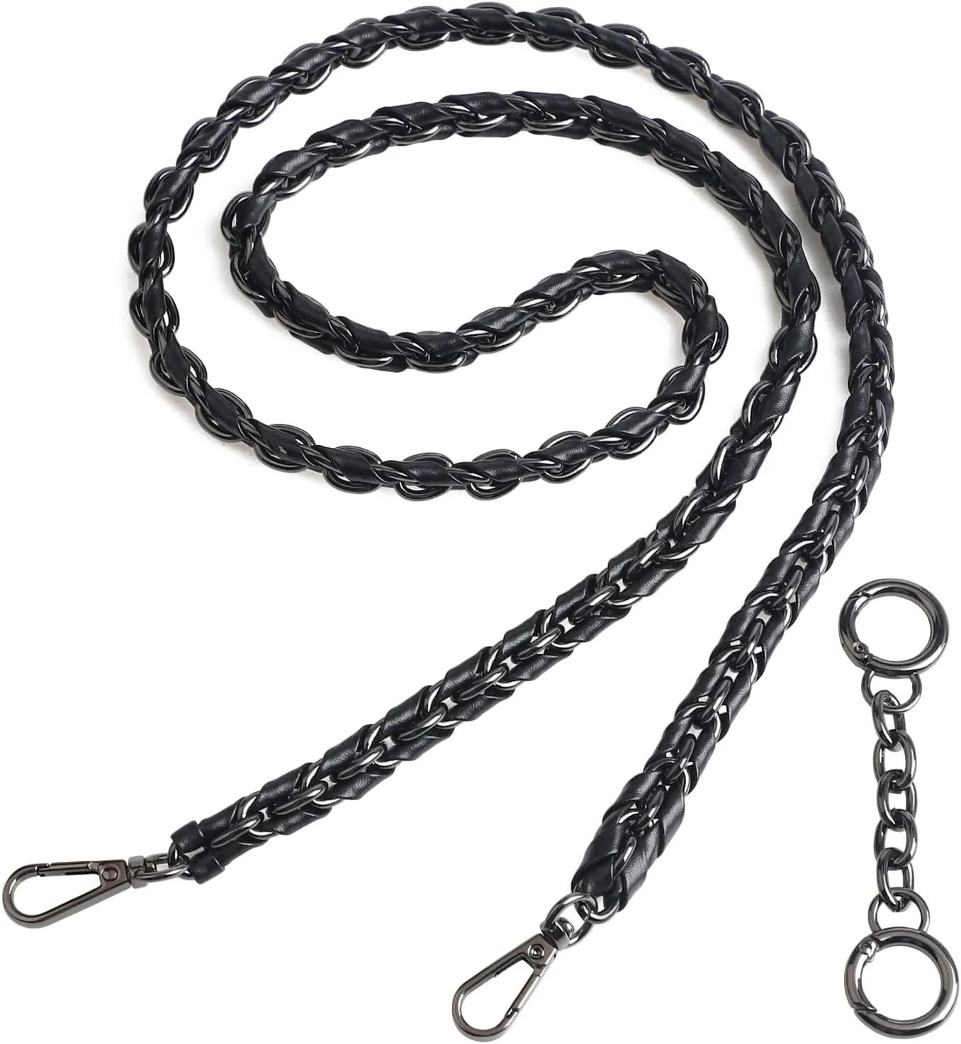 BEAULEGAN Purse Chain Strap - Microfiber Leather - Replacement for Handbag, Crossbody Shoulder Bag Set of 2, 47.2 Inch Long(Gunmetal)