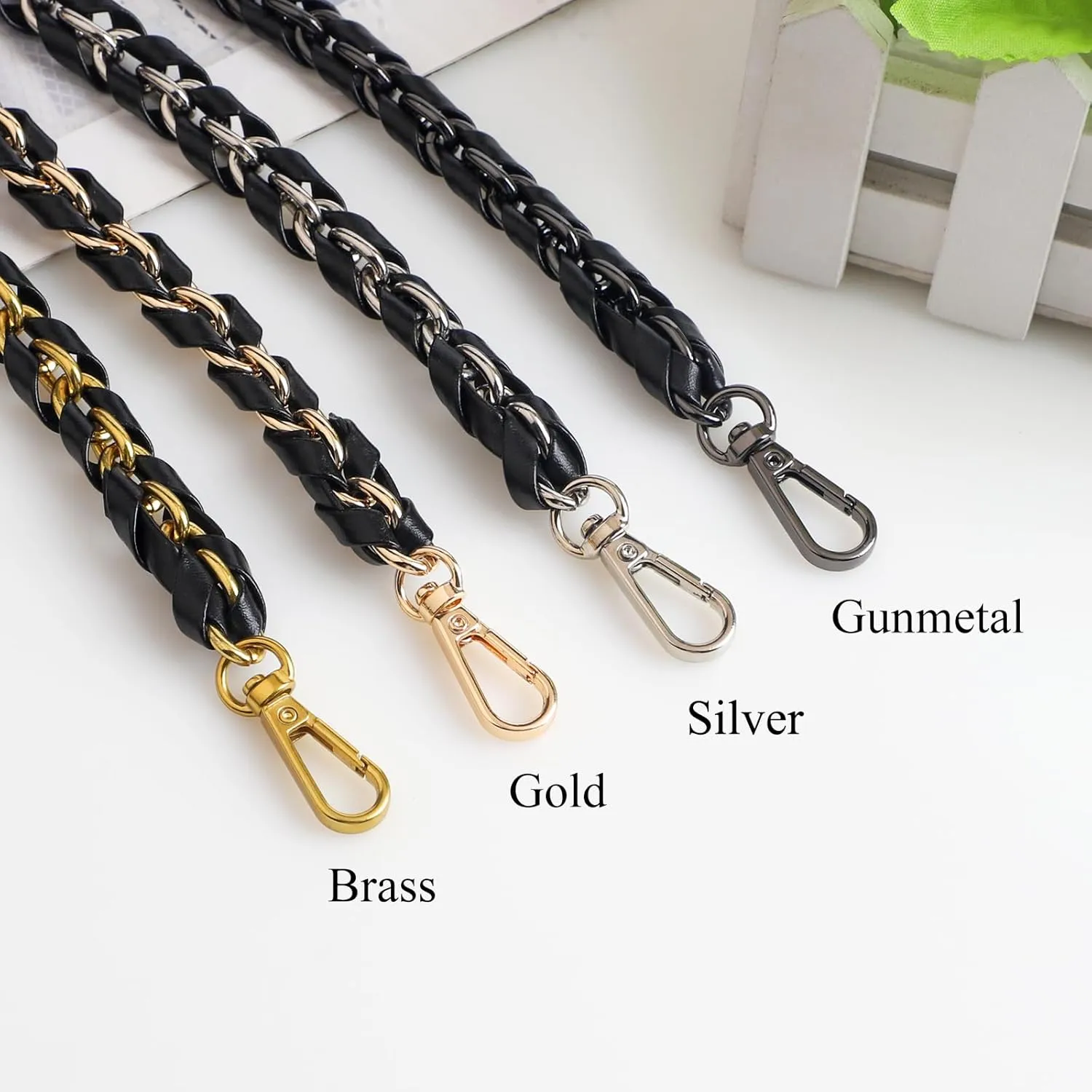 BEAULEGAN Purse Chain Strap - Microfiber Leather - Replacement for Handbag, Crossbody Shoulder Bag Set of 2, 47.2 Inch Long(Gunmetal)