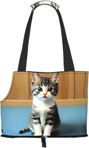 Bedroom Kitten Printed Pet Shoulder Bag, Specially Designed for Small Dogs and Cats, Multifunctional Shoulder and Handbag