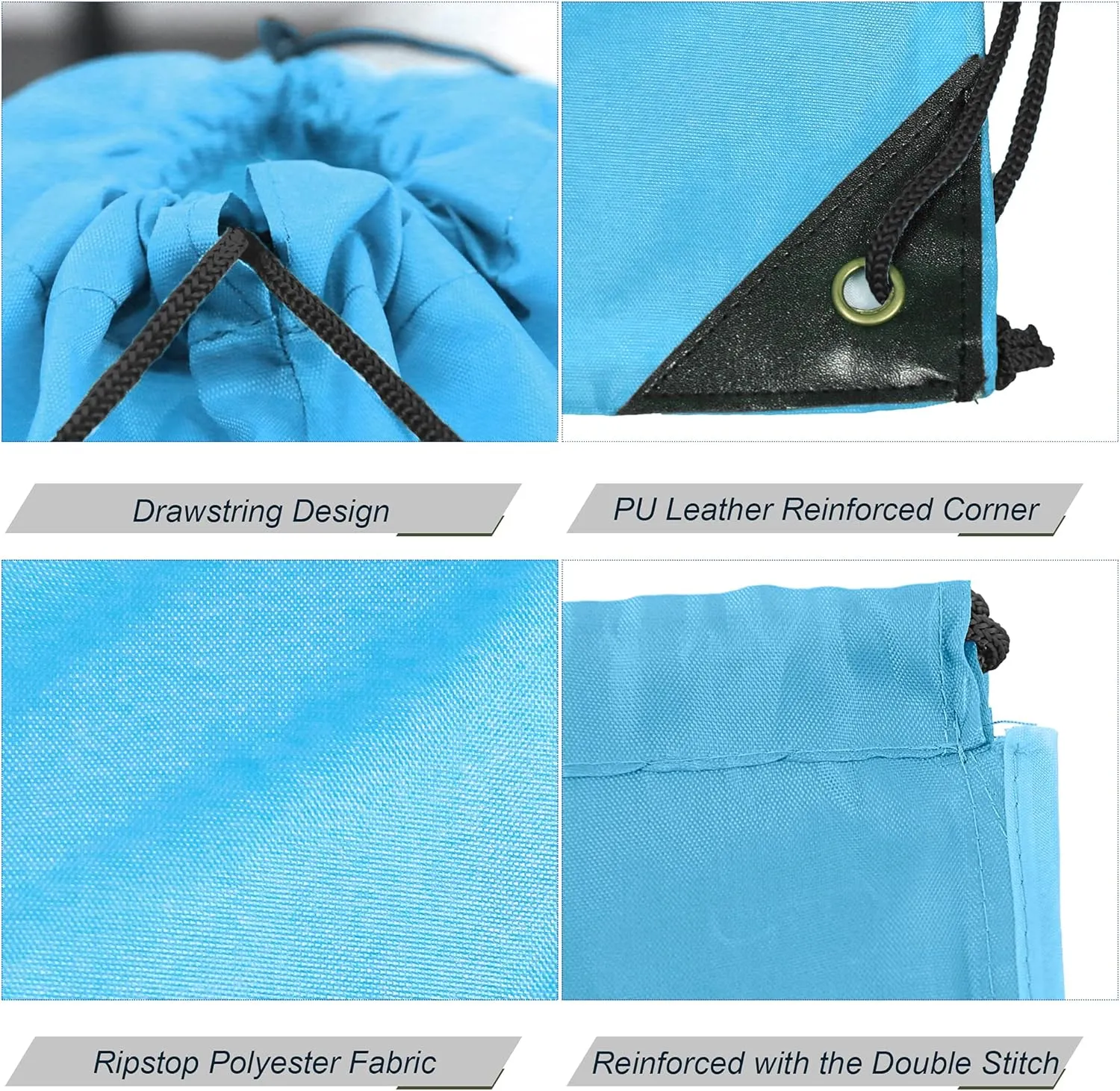 BeeGreen 20 Pieces Blue Gym Drawstring Bag Pack Bulk Durable Cinch Sackpacks Large Size for Christmas Sports Team Storage Travel Pull String Sack Pack for Women and Men