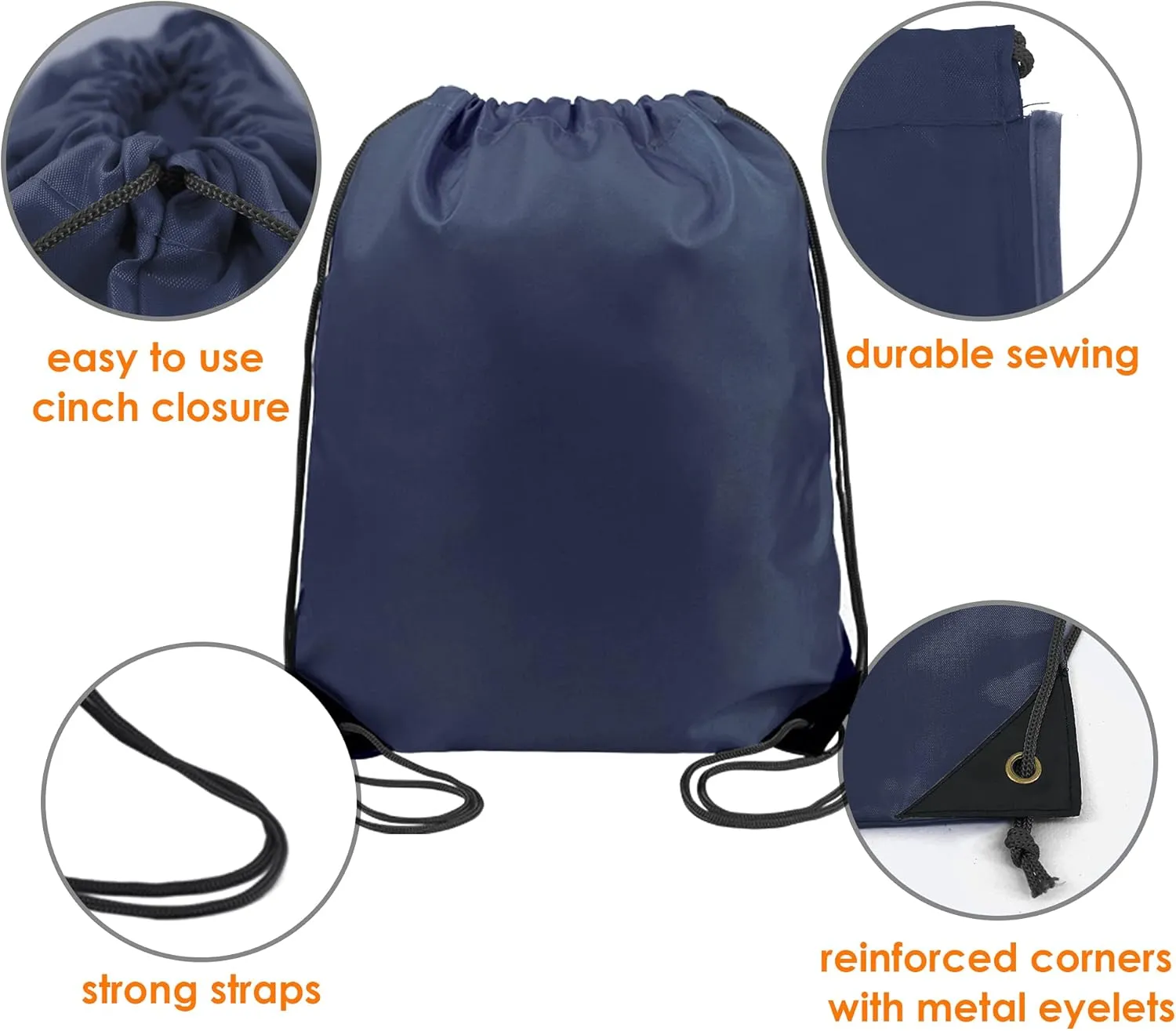 BeeGreen 20 Pieces Navy Blue Drawstring Bag for Birthday Christmas Gym Sports Polyester Multipurpose Cinch Sackpack for Heat Vinyl and Tie Dye Pull String Sinch Sacks