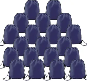 BeeGreen 20 Pieces Navy Blue Drawstring Bag for Birthday Christmas Gym Sports Polyester Multipurpose Cinch Sackpack for Heat Vinyl and Tie Dye Pull String Sinch Sacks