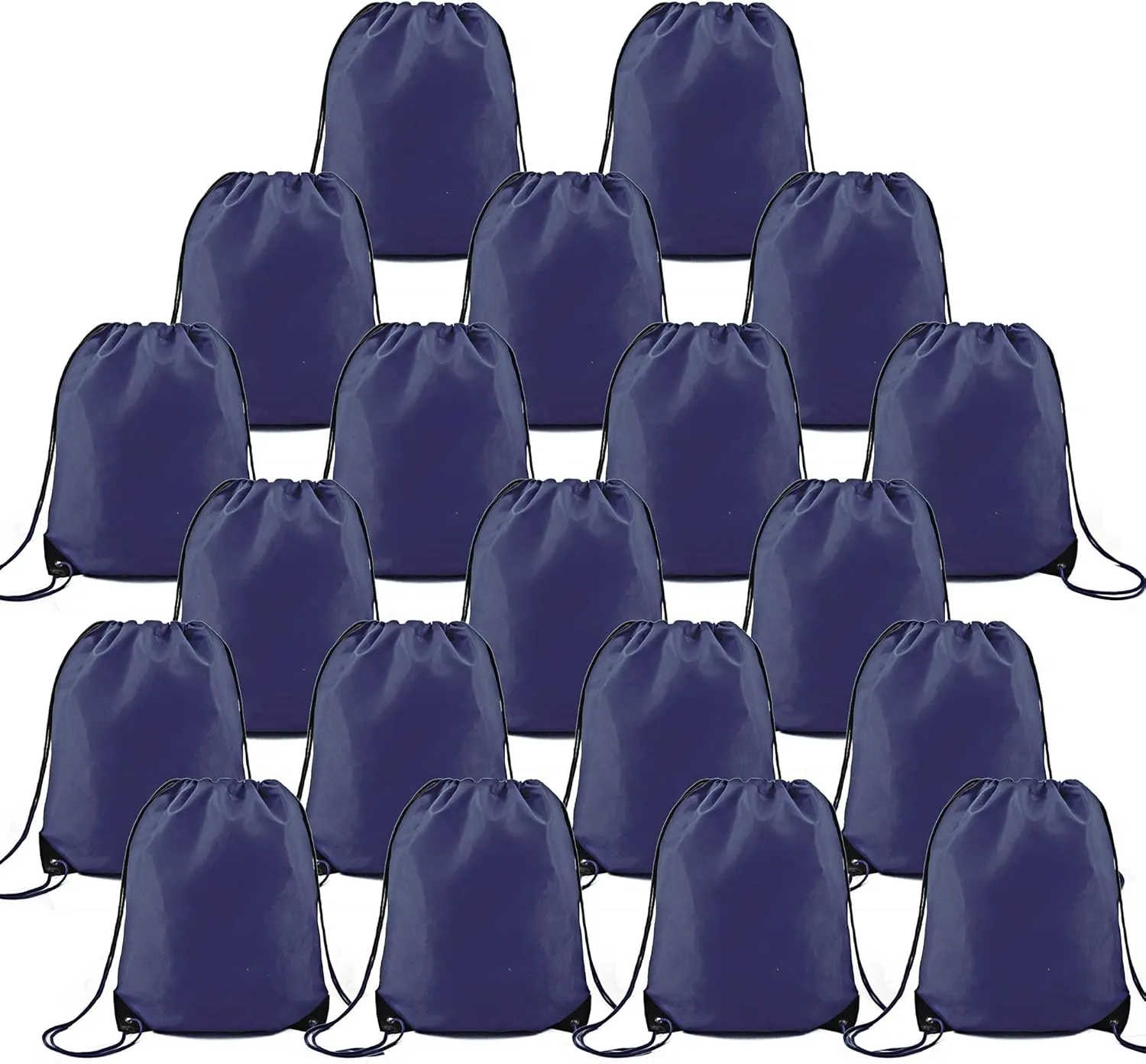 BeeGreen 20 Pieces Navy Blue Drawstring Bag for Birthday Christmas Gym Sports Polyester Multipurpose Cinch Sackpack for Heat Vinyl and Tie Dye Pull String Sinch Sacks