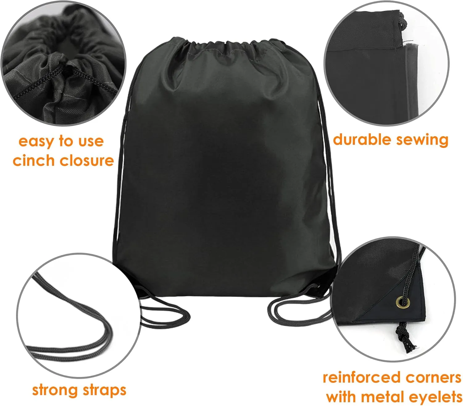 BeeGreen Black Drawstring Backpack Bulk 20 Pack, Christmas String Backpack for Gym Sport Trip,Cinch Sack with String, DIY Drawstring Bags for Women and Men
