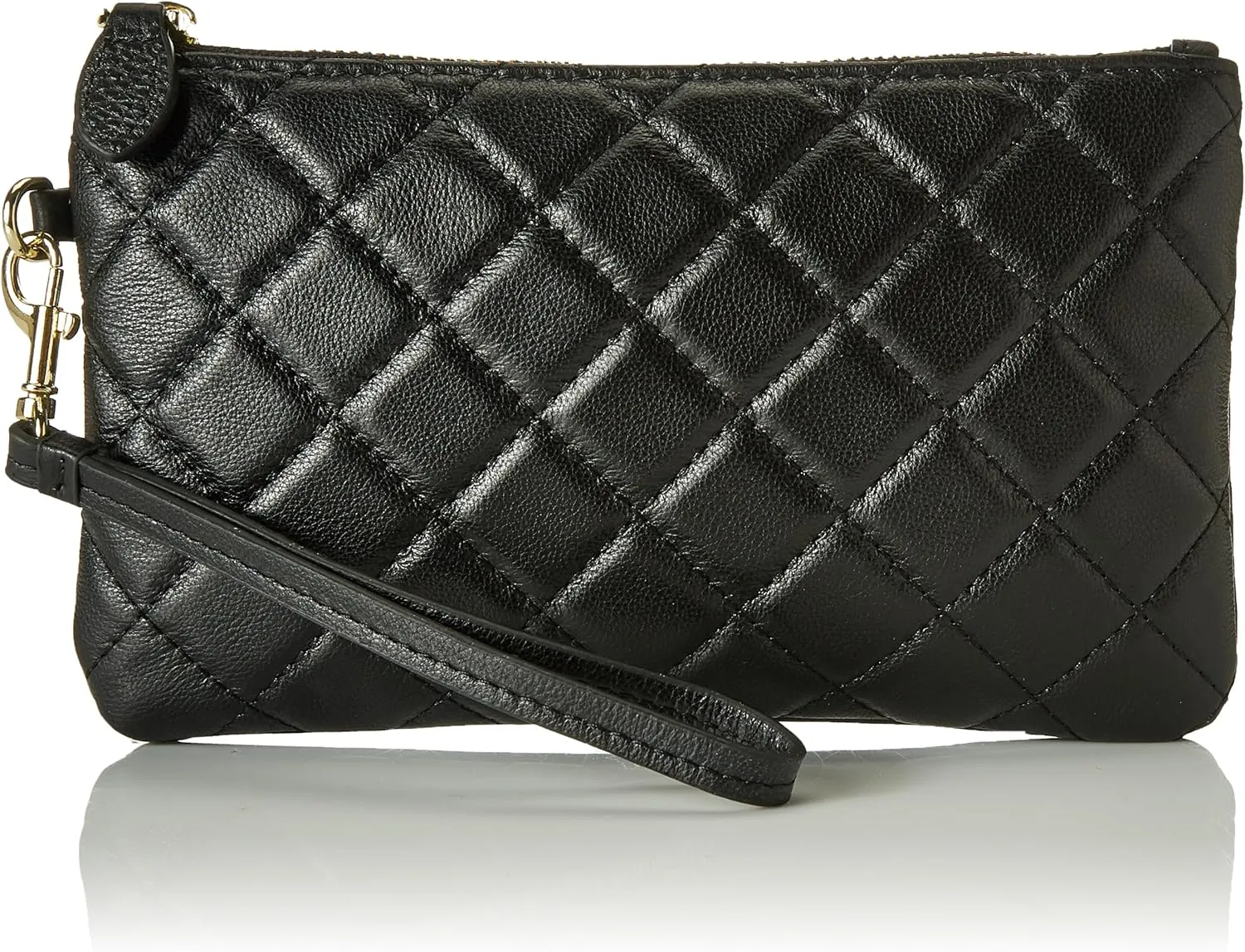 befen Women's Genuine Italian Leather Wristlet Clutch Wallet Purse, Gold Zipper