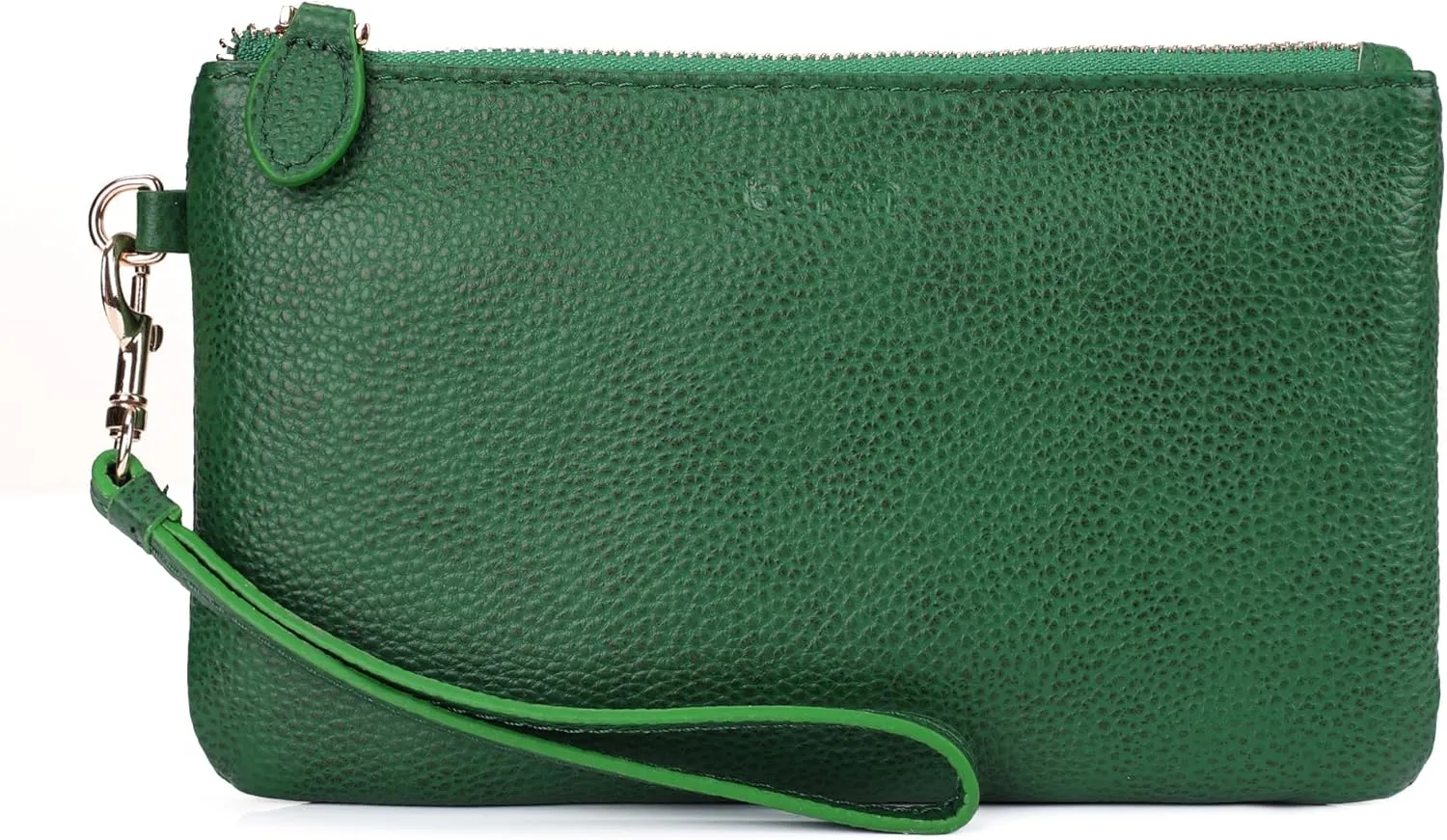 befen Women's Genuine Italian Leather Wristlet Clutch Wallet Purse, Gold Zipper