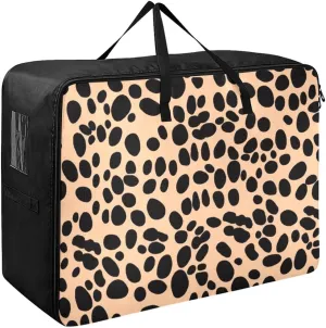Beige Leopard Pattern Storage Bag, 27.5x19.7x11 In, Garment Storage Organizer Travel Cargo Duffel Bags Zippered Storage Bag for Closet Comforter, Pillow, Quilt