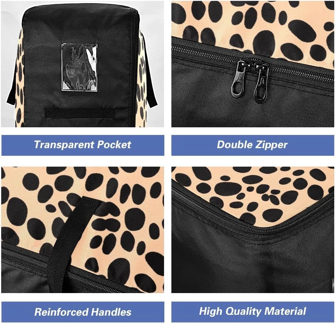 Beige Leopard Pattern Storage Bag, 27.5x19.7x11 In, Garment Storage Organizer Travel Cargo Duffel Bags Zippered Storage Bag for Closet Comforter, Pillow, Quilt