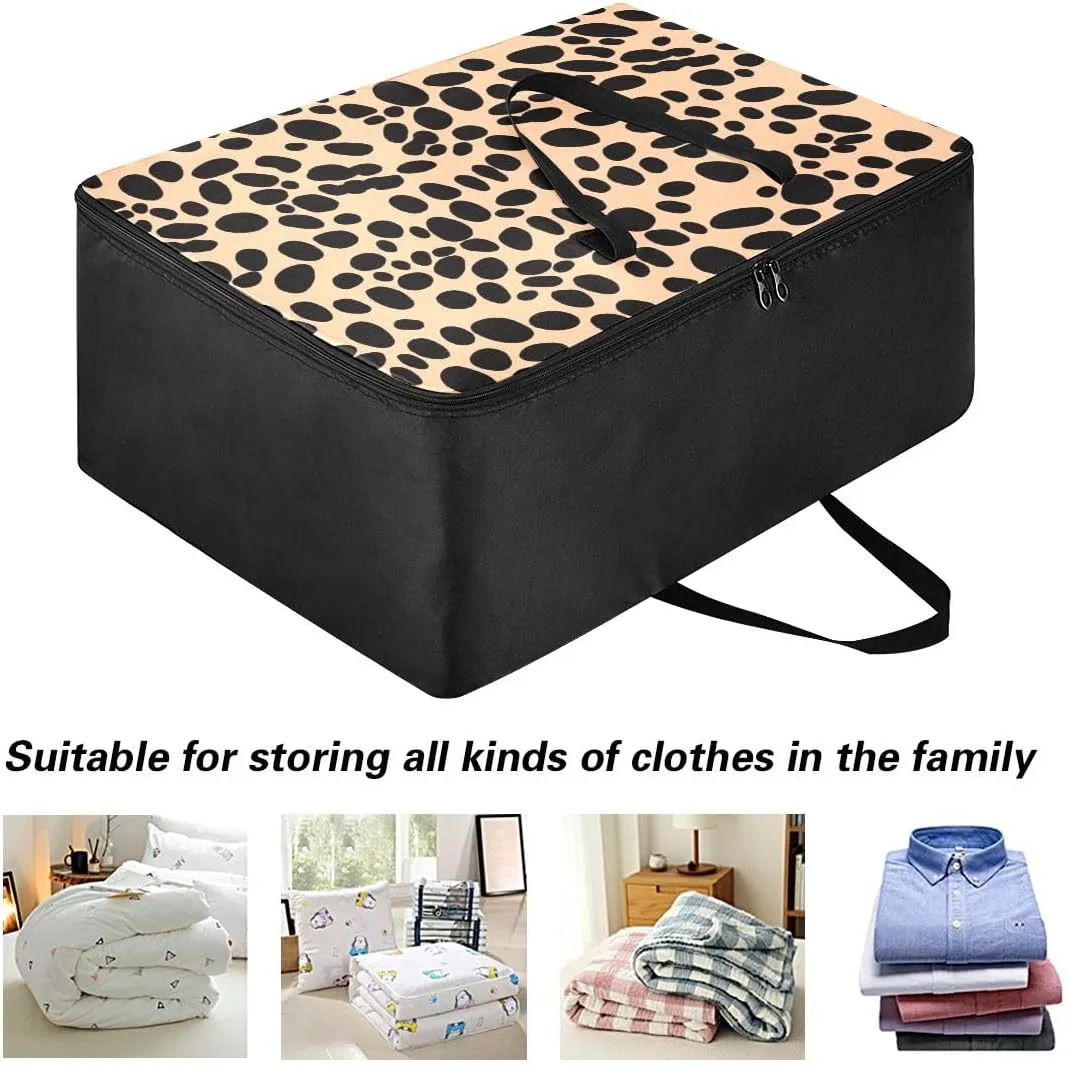 Beige Leopard Pattern Storage Bag, 27.5x19.7x11 In, Garment Storage Organizer Travel Cargo Duffel Bags Zippered Storage Bag for Closet Comforter, Pillow, Quilt