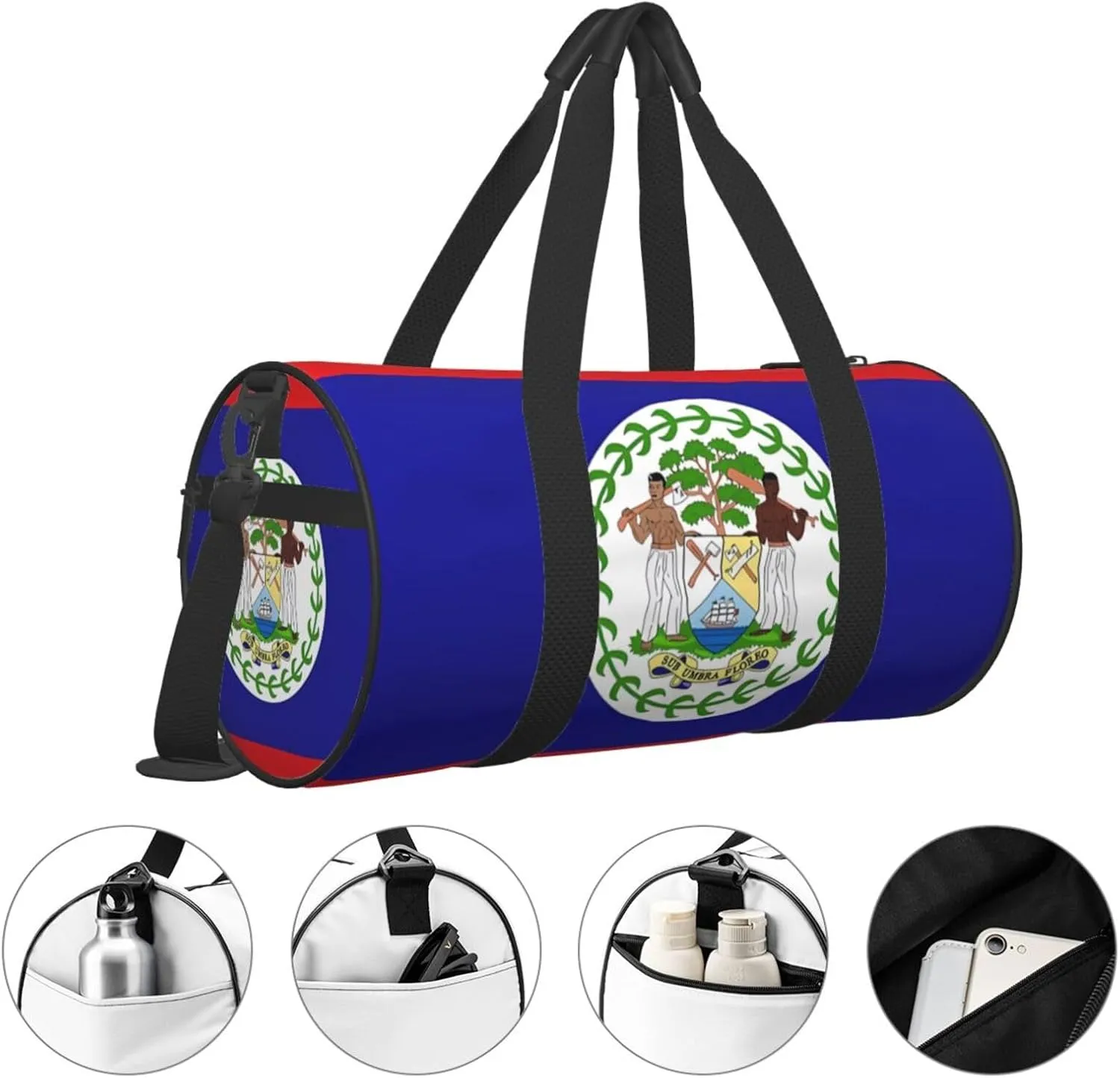 Belize Flag Round Travel Duffel Bag Large Capacity Gym Sports Bags for Hiking Vacation Trips