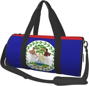 Belize Flag Round Travel Duffel Bag Large Capacity Gym Sports Bags for Hiking Vacation Trips