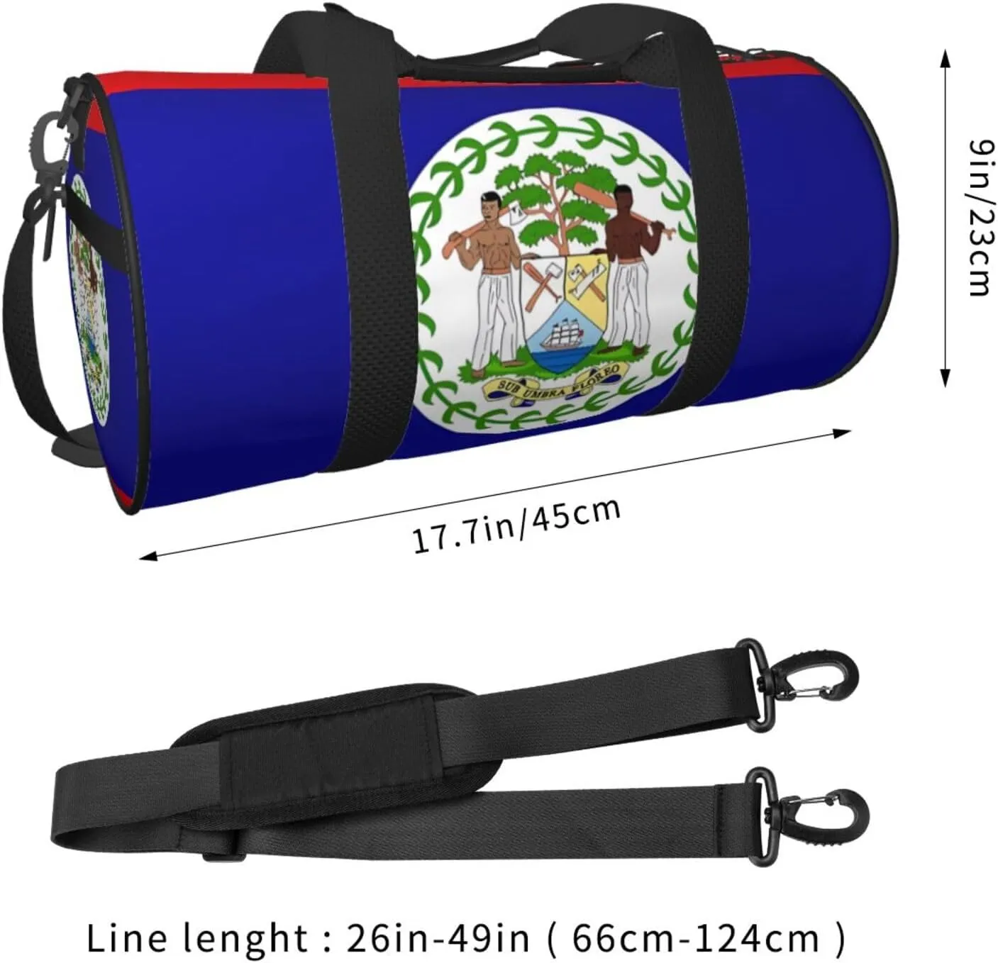 Belize Flag Round Travel Duffel Bag Large Capacity Gym Sports Bags for Hiking Vacation Trips