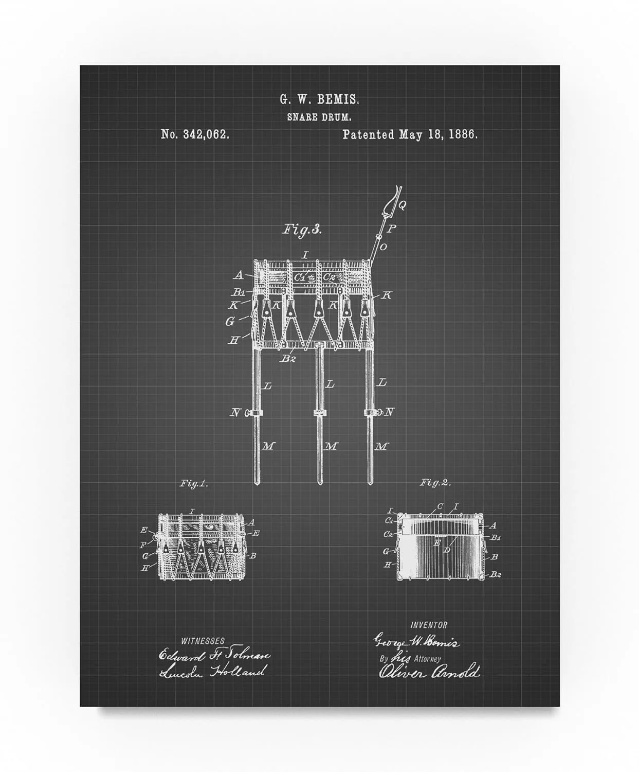 Bemis Marching Snare Drum And Stand by Cole Borders, 24x32-Inch Canvas Wall Art