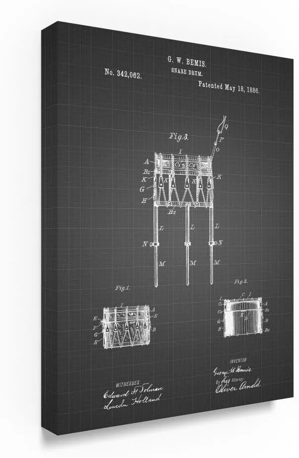 Bemis Marching Snare Drum And Stand by Cole Borders, 24x32-Inch Canvas Wall Art