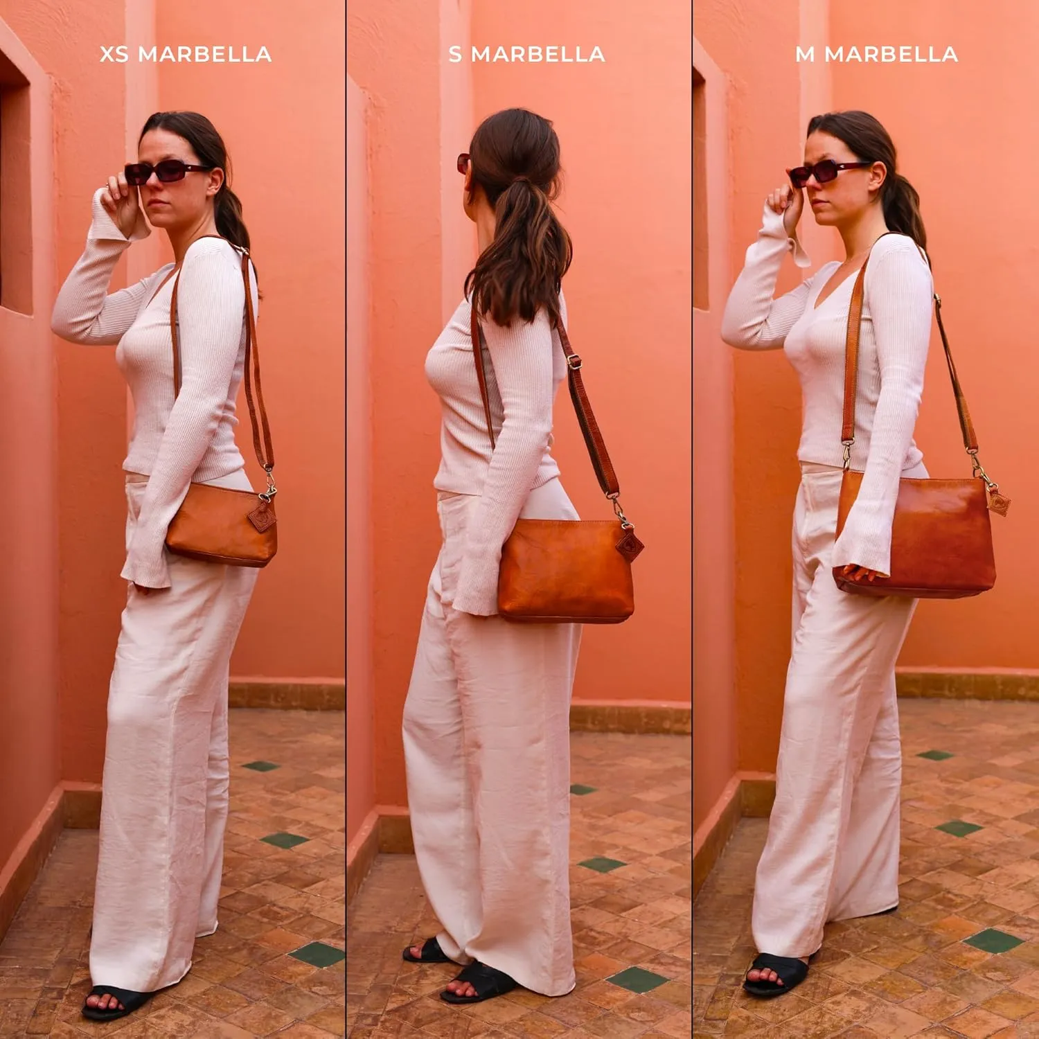 BERLINER BAGS Vintage Genuine Leather Shoulder Bag Marbella, Crossbody Purse for Women, Satchel Bag