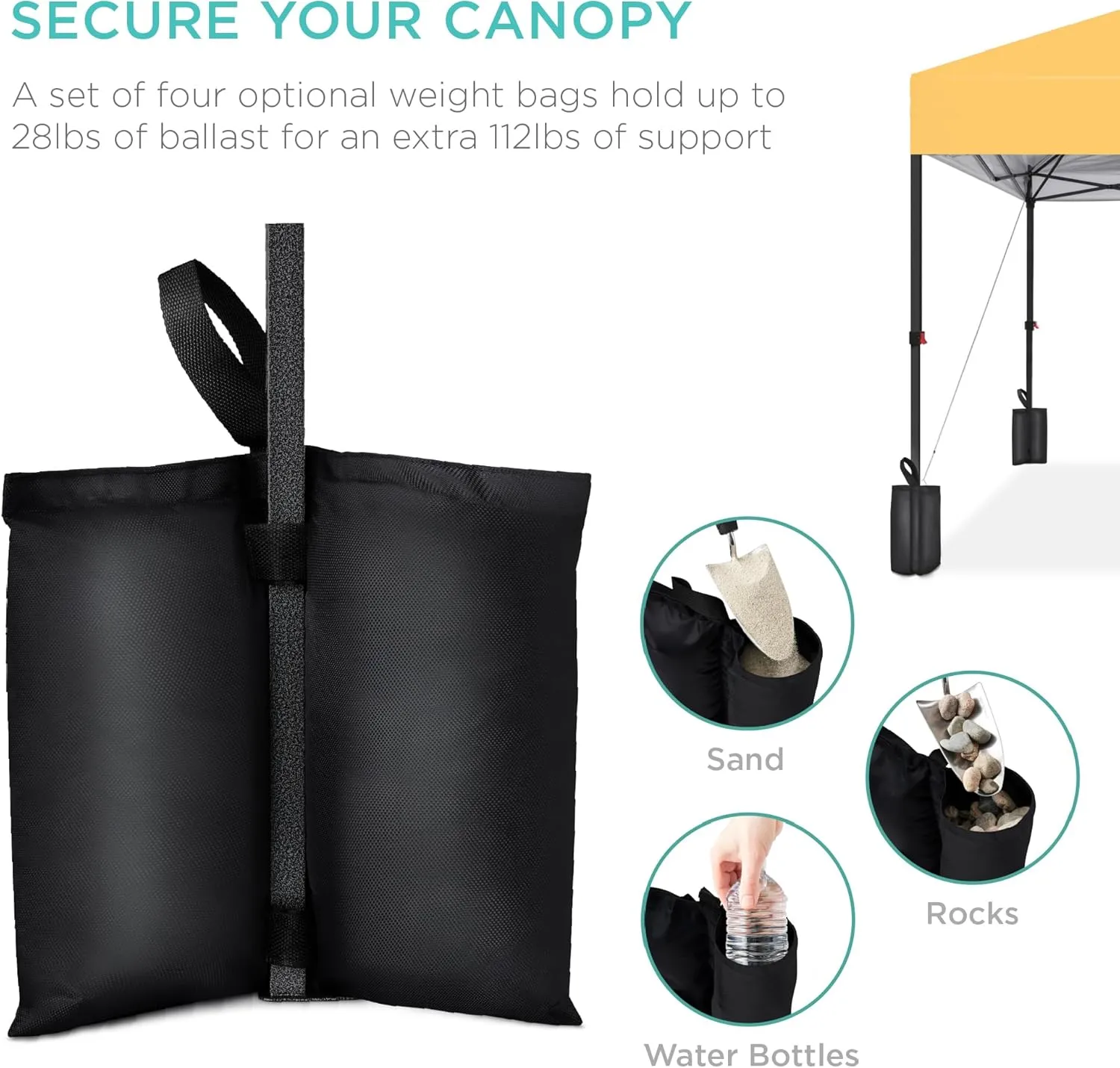 Best Choice Products 10x10ft 1-Person Setup Pop Up Canopy Tent Instant Portable Shelter w/ 1-Button Push, Case, 4 Weight Bags - Marigold